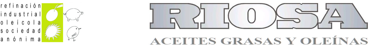 RIOSA · Refinación Industrial Oleícola S.A. · Aceites, grasas y oleínas